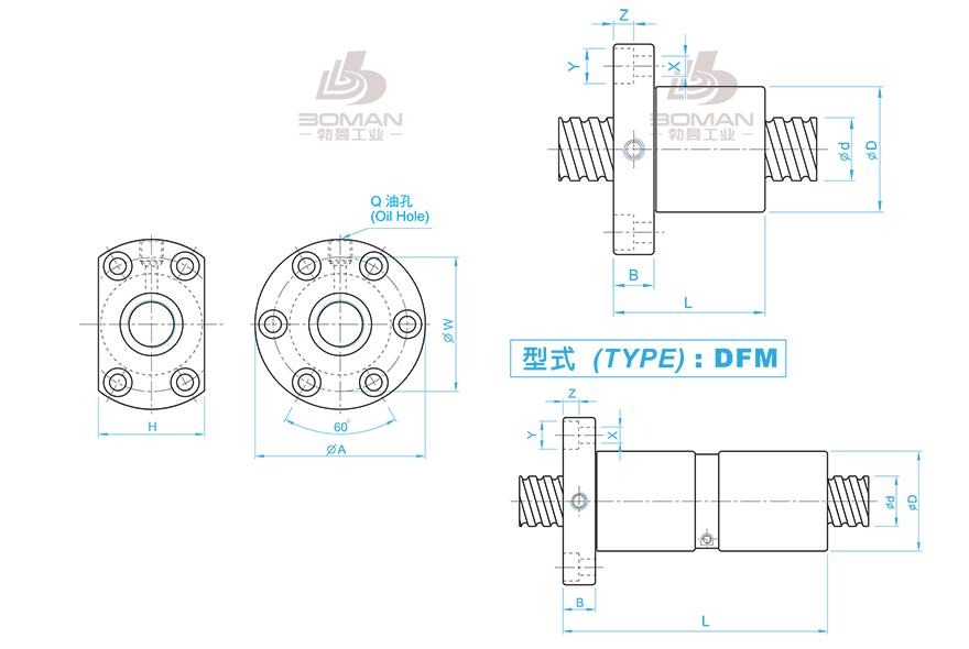 TBI SFM03205-4 tbi丝杆三维图纸
